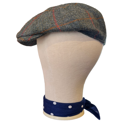 Regent - Baker Boy Cap - Turquoise/Pink Overcheck Tweed