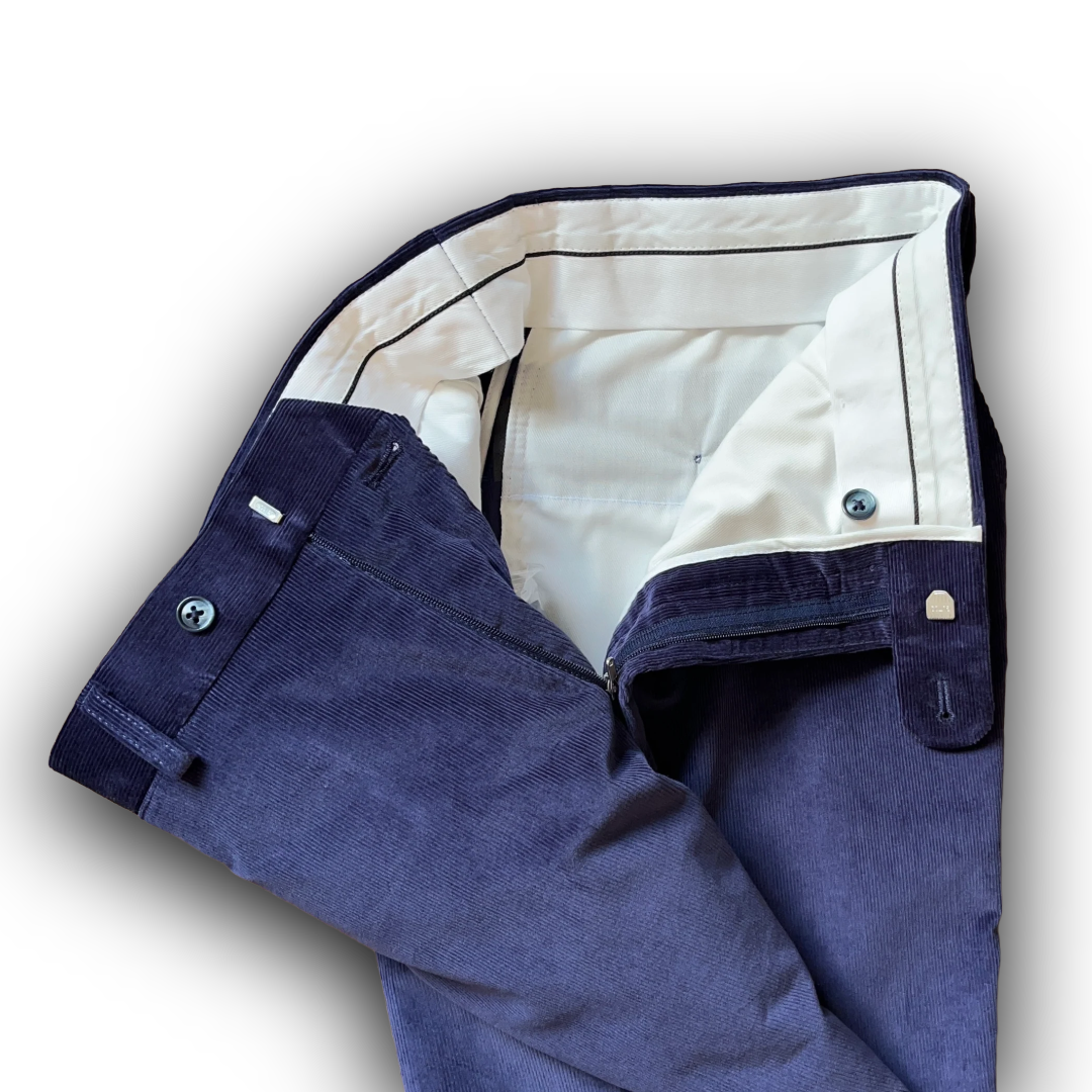 Regent - 'Tony' Trousers - Egyptian Blue Pin Corduroy