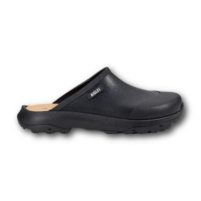 Black comfortable, rubber clog shoe Aigle sold at Regent in Salisbury