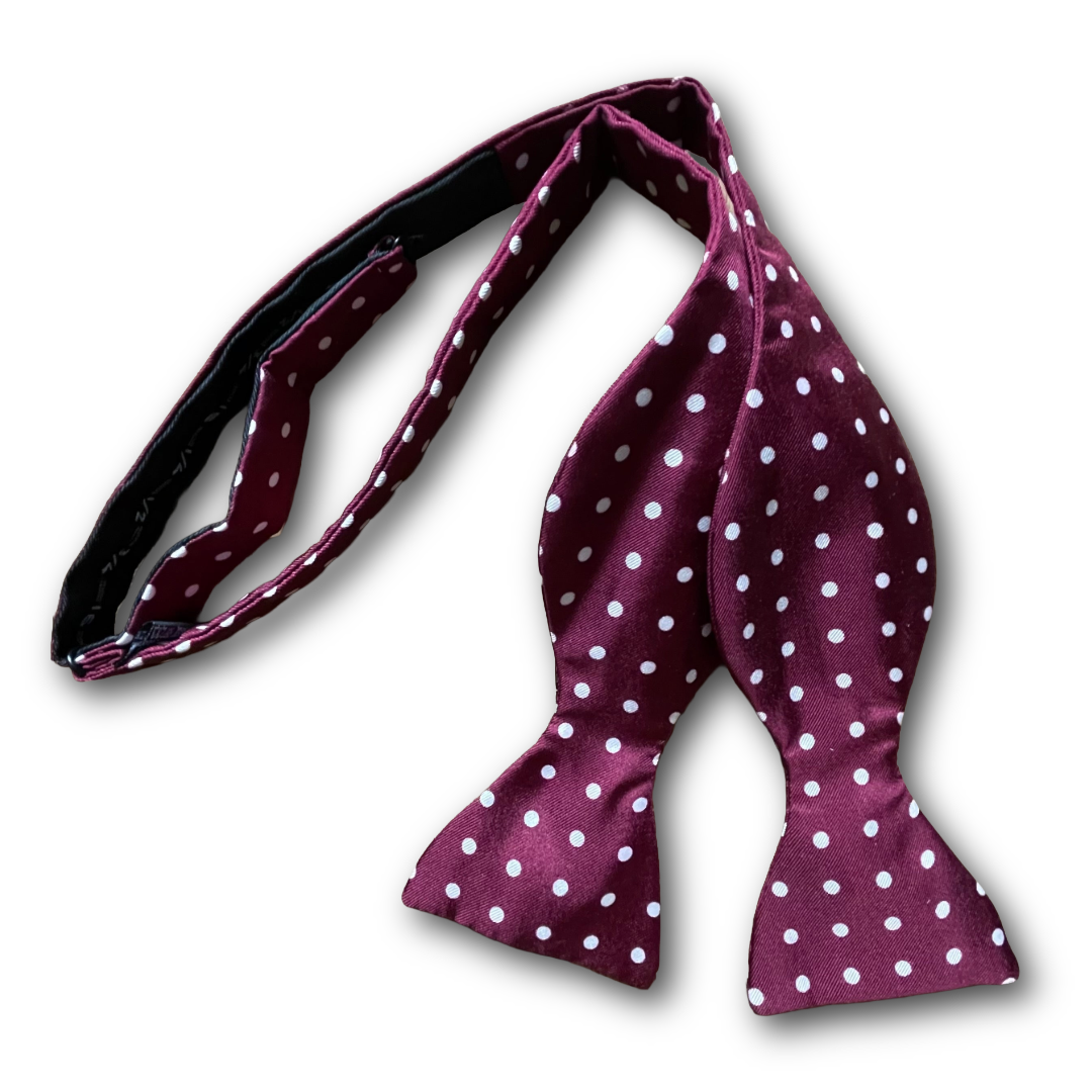 Regent - Silk Bow Tie - Spot - Burgundy