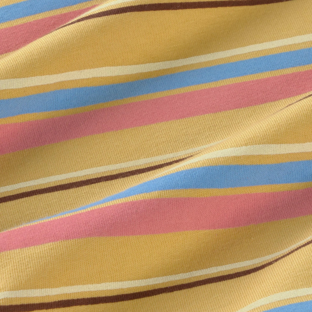 Thinking Mu - Funky Striped Sahara Sun Aaron Tee - Yellow/Blue/Pink