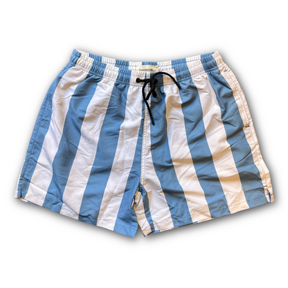 Thinking Mu - Clavel Striped Limpopo Swim Shorts - Blue/White