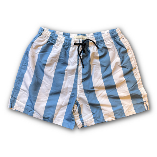 Thinking Mu - Clavel Striped Limpopo Swim Shorts - Blue/White