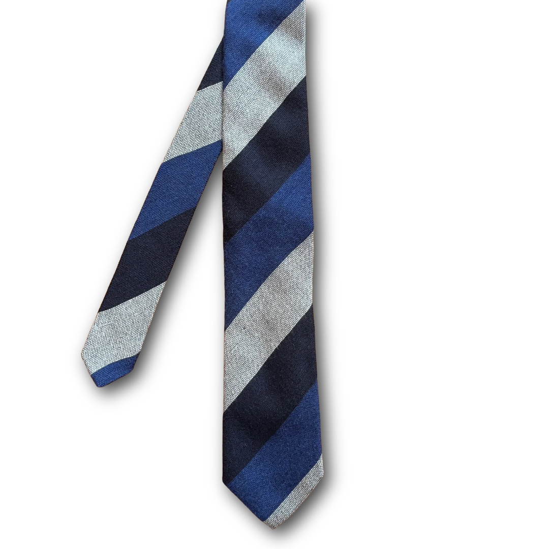 Regent Luxury Wool & Silk Tie - Navy, Blue & White Blockstripe