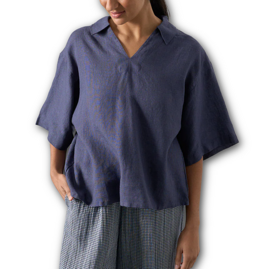 Bibico - Alina Shirt - Navy Linen