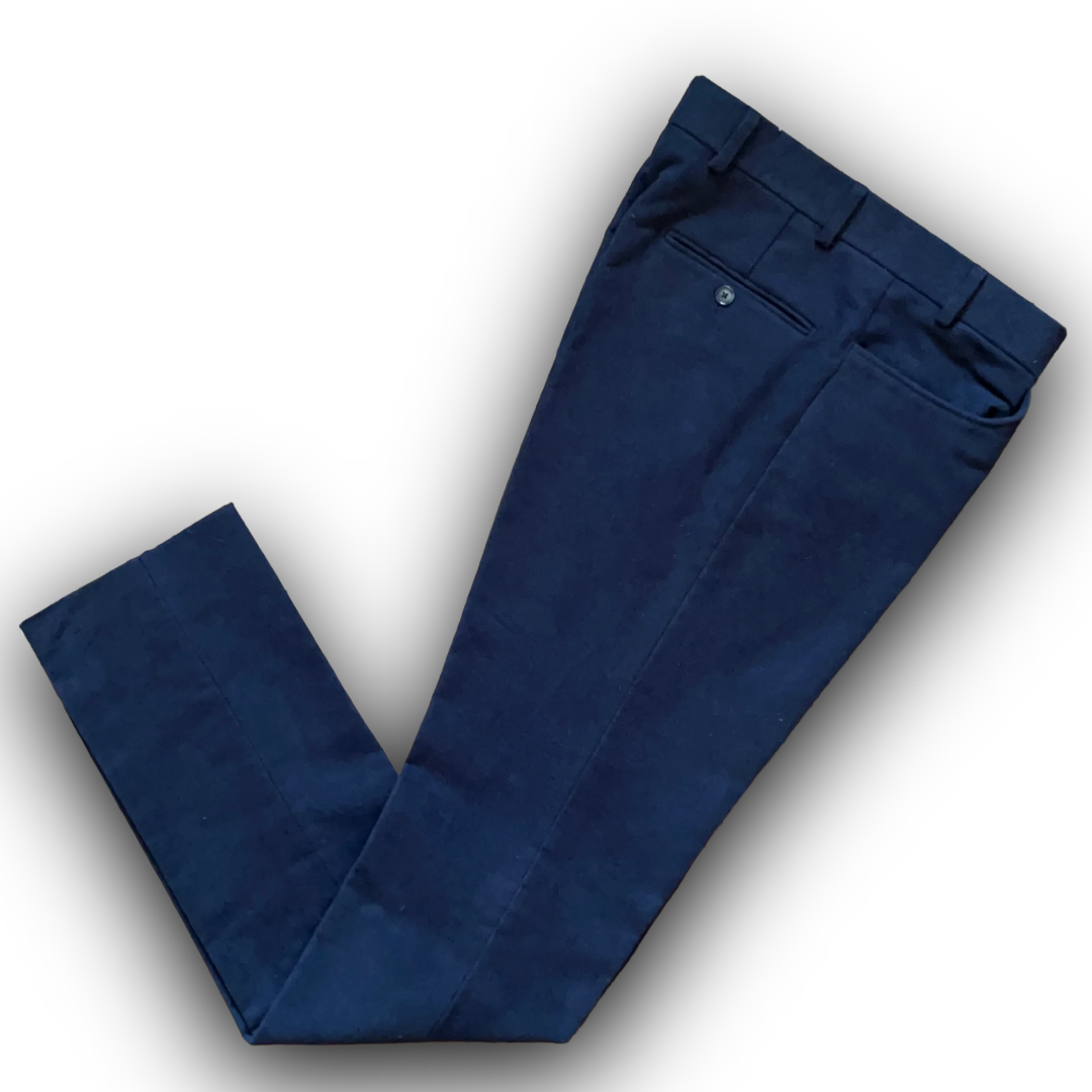 Regent blue moleskin trousers with belt loops
