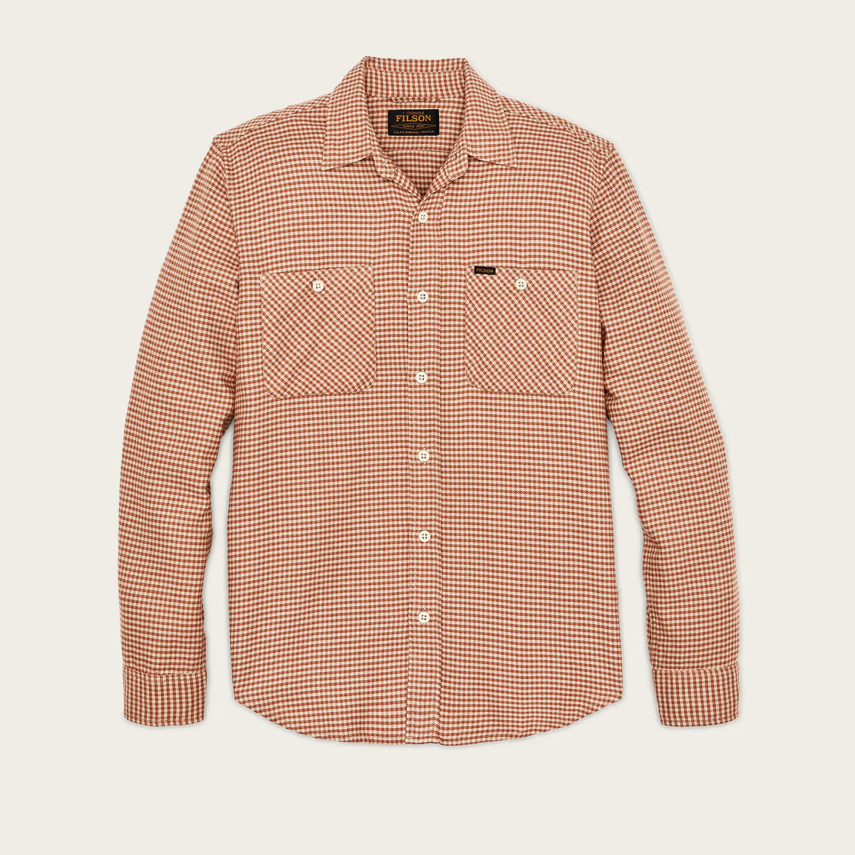 Salmon and oat houndstooth shirt with front button pockets