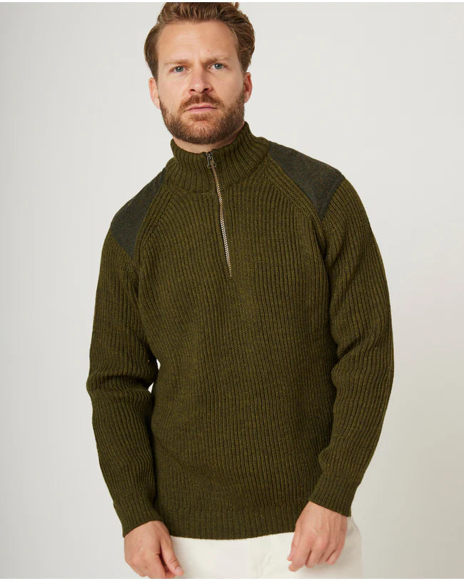 PEREGRINE - Foxton Quarter Zip Jumper - Olive