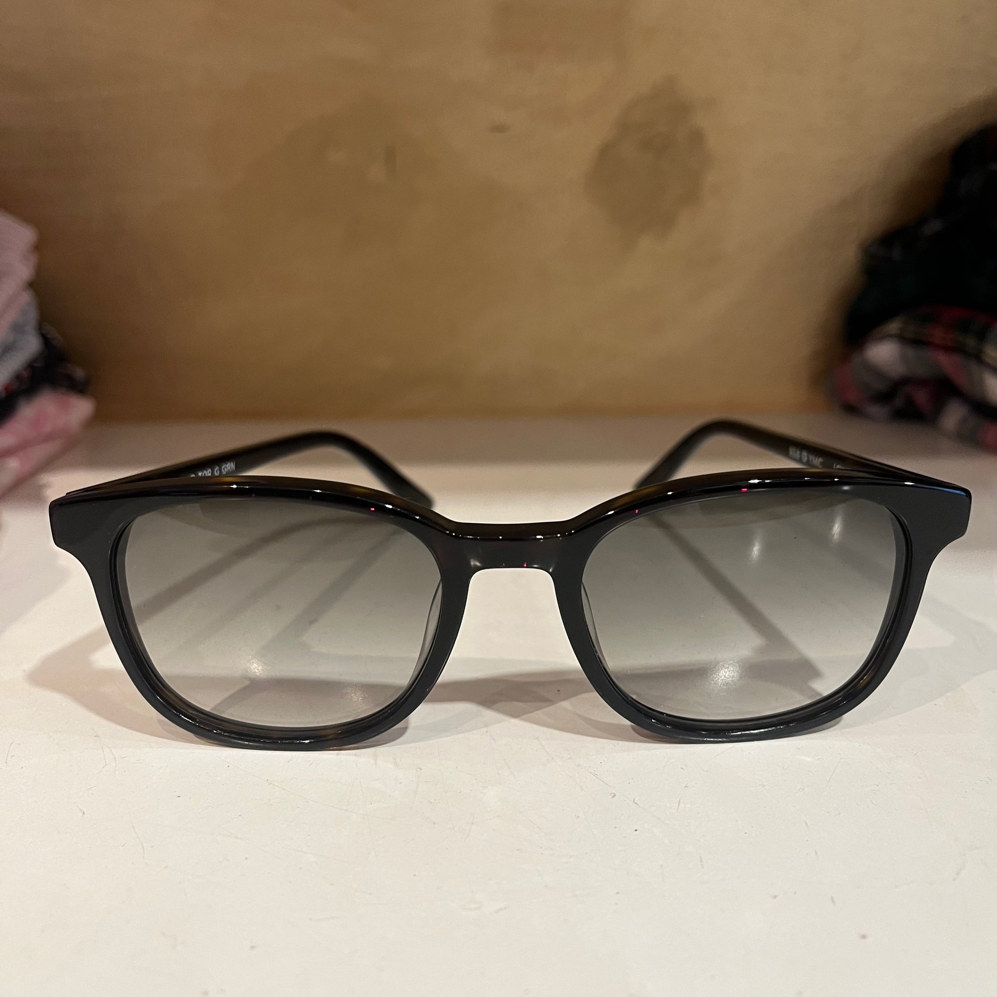 Copy of YMC - 'Hakon' Sunglasses - Biodegradable Acetate - Crystal Tortoiseshell, Graduated Green Lens