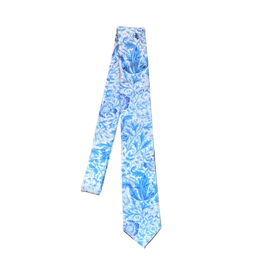 William Morris - Blue Compton pattern tie - available at regent tailoring Salisbury UK  