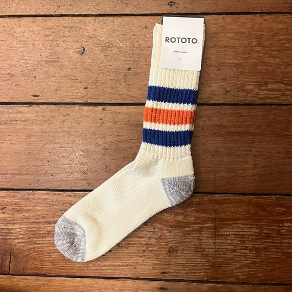 ROTOTO - Old School Socks – Orange/ Blue