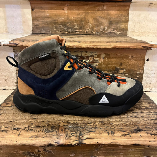Flower Mountain - Suede and technical fabric sneakers - Grey-Army green
