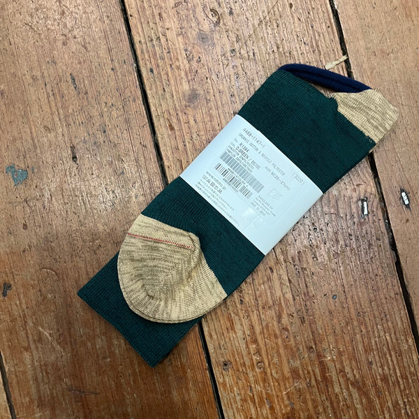 RoToTo - Organic Cotton & Recycled Polyester Sock – Dark Green/Beige