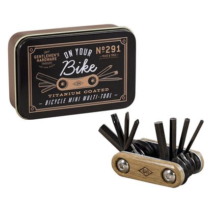 Bicycle mini multi-tool with 'Oh Your Bike' branding and packaging on a white background