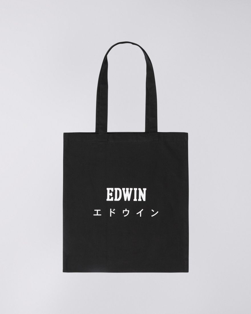 Edwin black cotton tote shopping bag