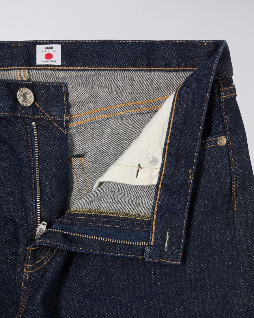 EDWIN - Regular Tapered Jeans - Green x White Selvage Denim Fabric - Blue Rinsed