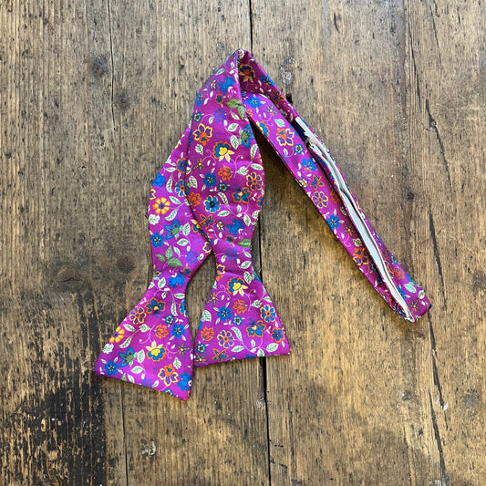 Regent - Silk Bow Tie - Floral - Bright Purple & Blues