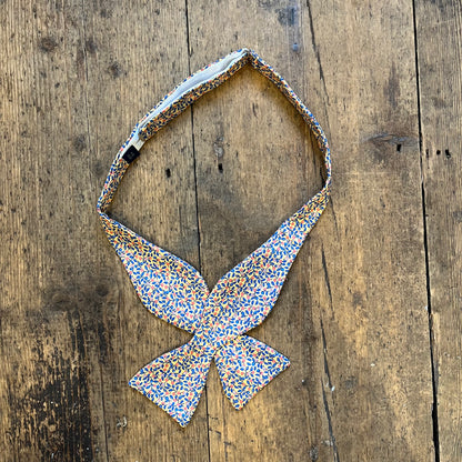 Bow tie with Floral pattern, Cape Gooseberries and Blueberries, Yellow, Orange and Blue - Available at Regent Tailoring Salisbury