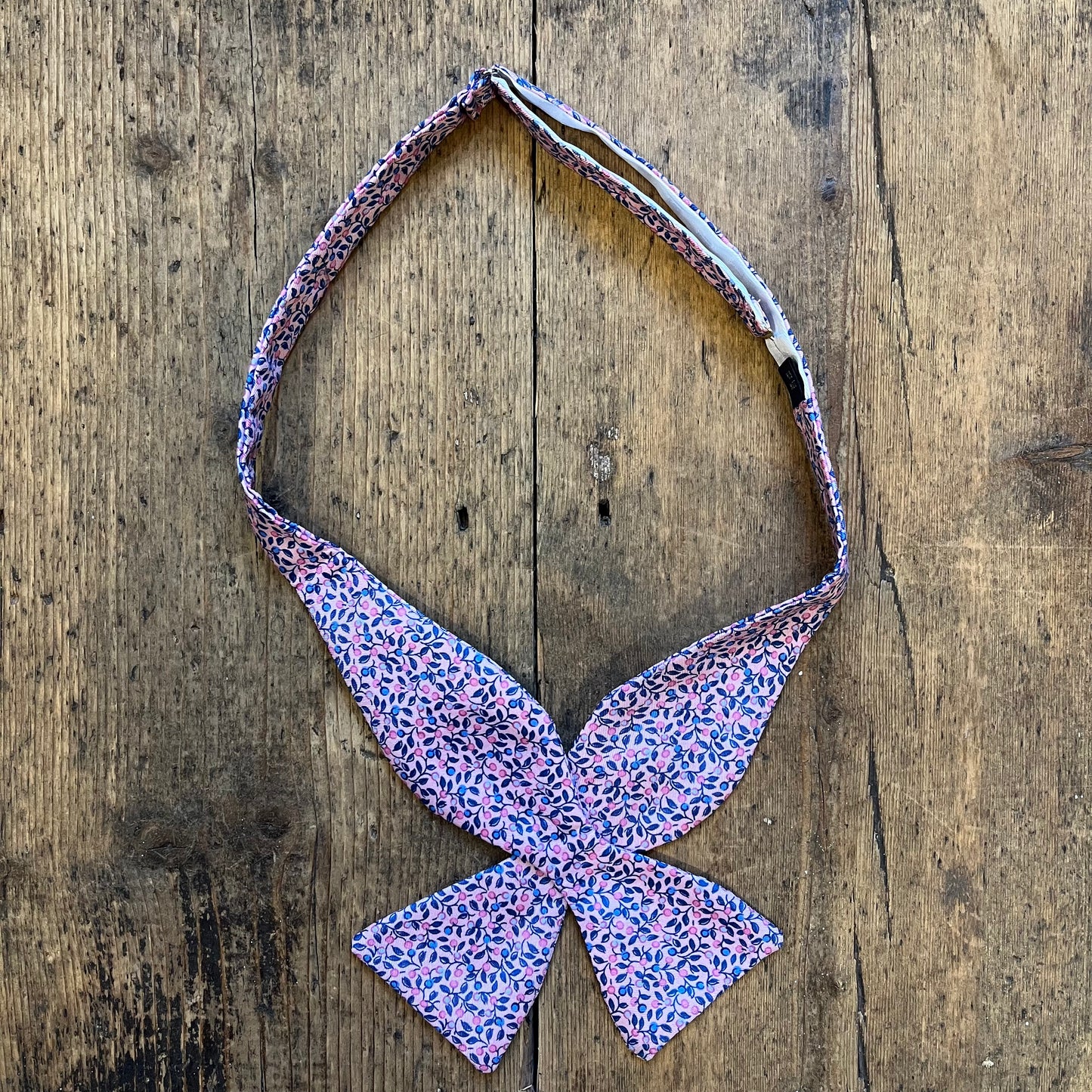 Regent - Silk Bow Tie - Floral Cape Gooseberry - Blue and Pink