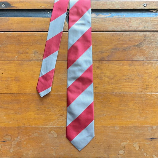 Regent woven silk striped tie - light red and silver