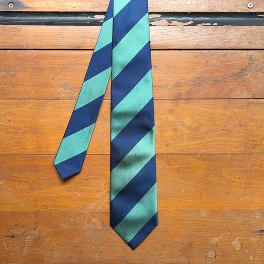 Regent woven silk striped tie - mint green and navy blue
