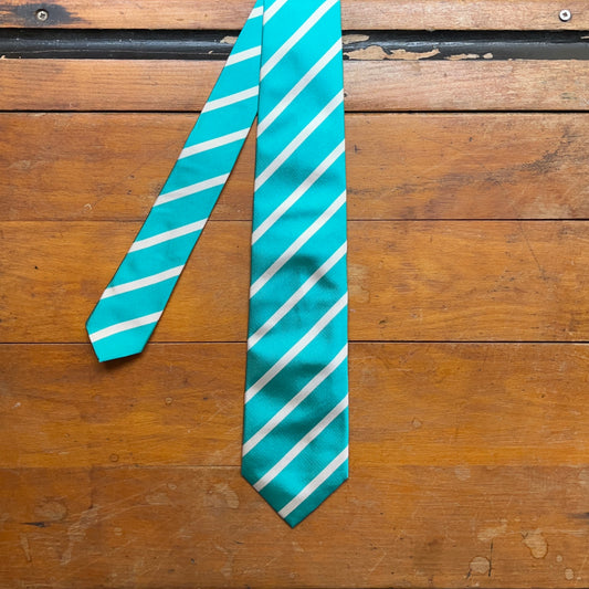 Regent - Woven Silk Tie - Turquoise with White Stripe