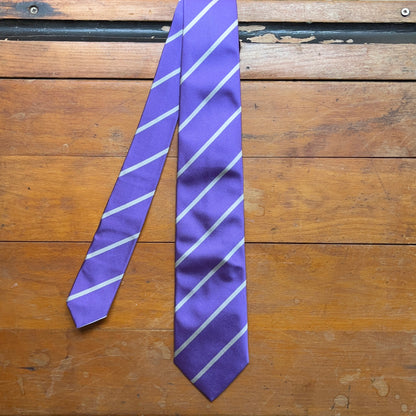 Regent - Woven Silk Tie - Purple with Silver Stripe