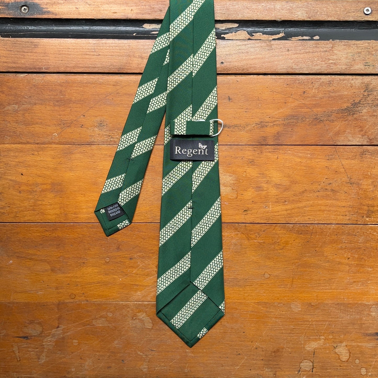 Regent - Woven Silk Tie - Forest Green with Printed Motorbike Tread