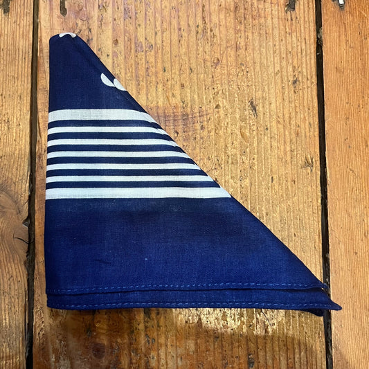 Regent - Cotton Hanky - Bandana - Navy with White pattern