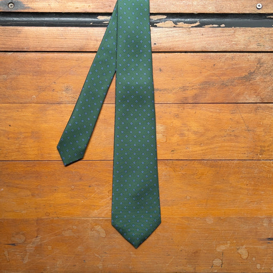 Regent - Woven Silk Tie - Blue Diamonds on Racing Green