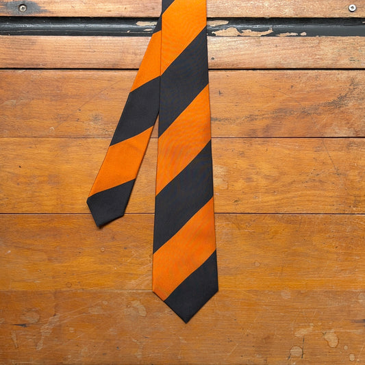Regent - Woven Silk Tie - Printed Orange and Black Stripes