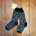 Bibico - Fair Isle Knitted Wool Socks - Navy/Lime