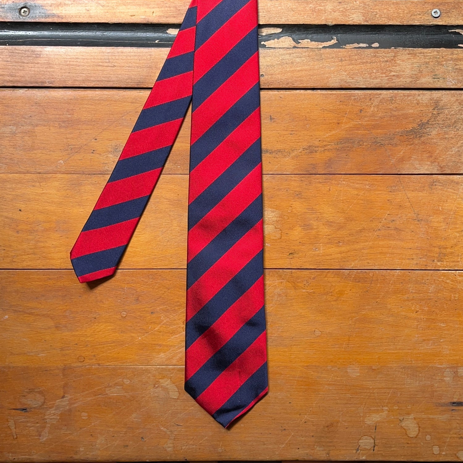 Regent - Woven Silk Striped Tie - Red and Navy Stripes