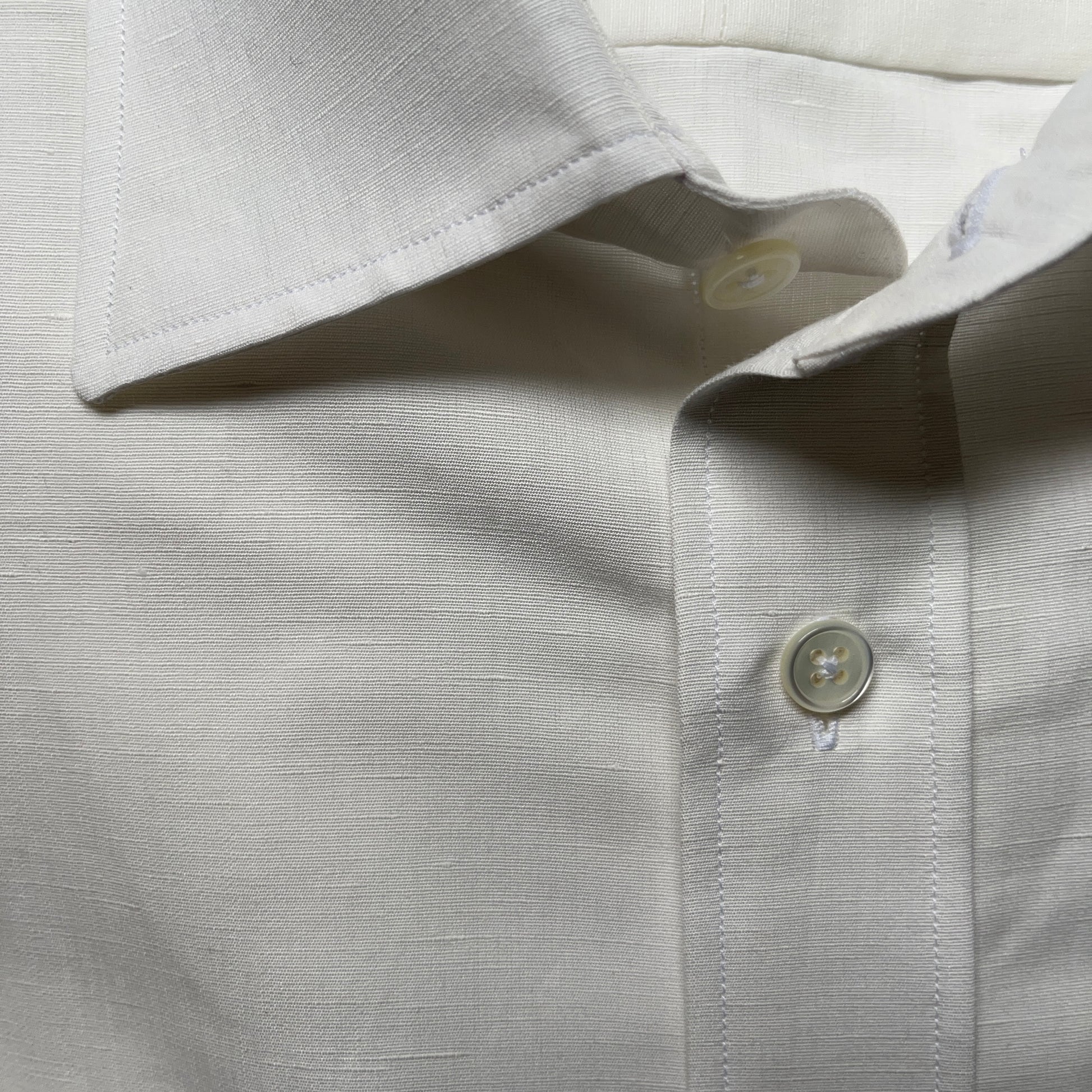 Regent - New 'Dee-Dee' Shirt - Off-white Cotton/Linen - collar