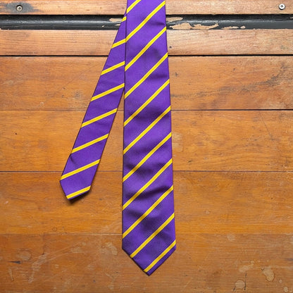 Regent - Woven Silk Tie - Purple with Yellow Stripe