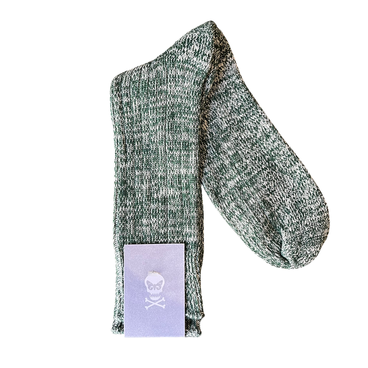 Regent Tailoring green and white marled cotton padded socks with a rustic knit texture