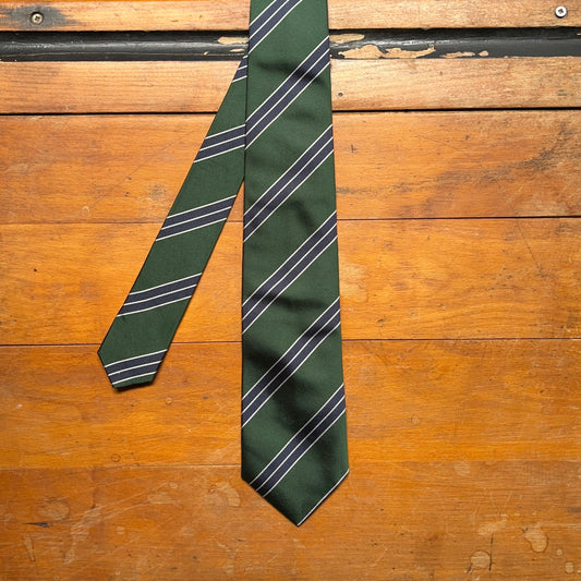 Regent Luxury Silk Tie - Racing Green with Navy White-Edge Stripe