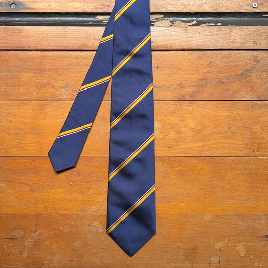 Regent Luxury Silk Tie - Navy with Gold, Red & White Stripe