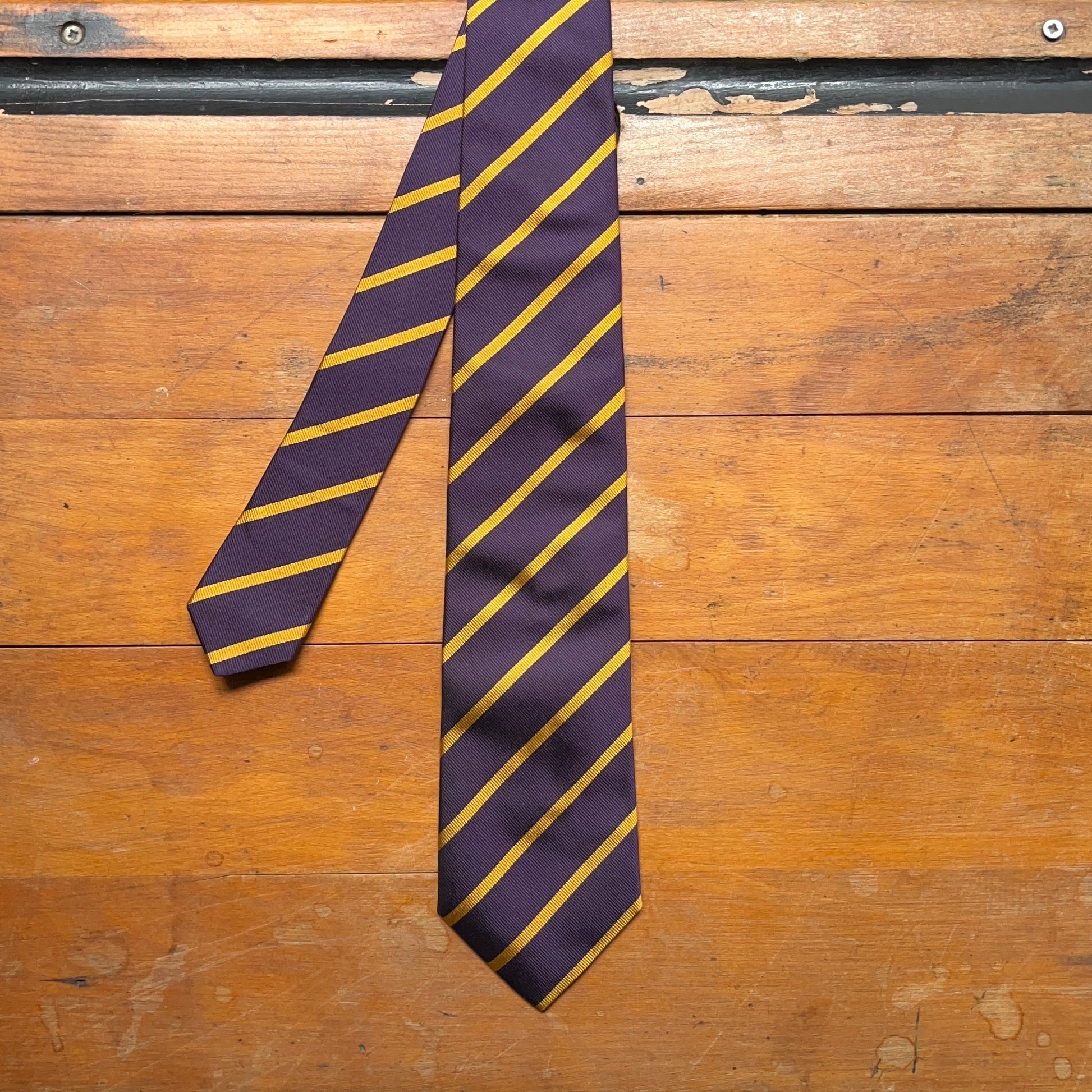 Regent Luxury Silk Tie - Dark Purple with Gold Stripes