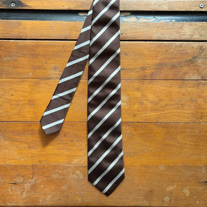 Regent Luxury Silk Tie - Brown with White Stripe