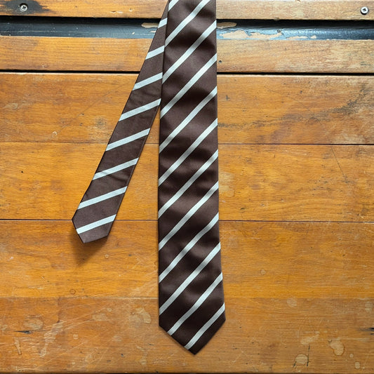 Regent Luxury Silk Tie - Brown with White Stripe