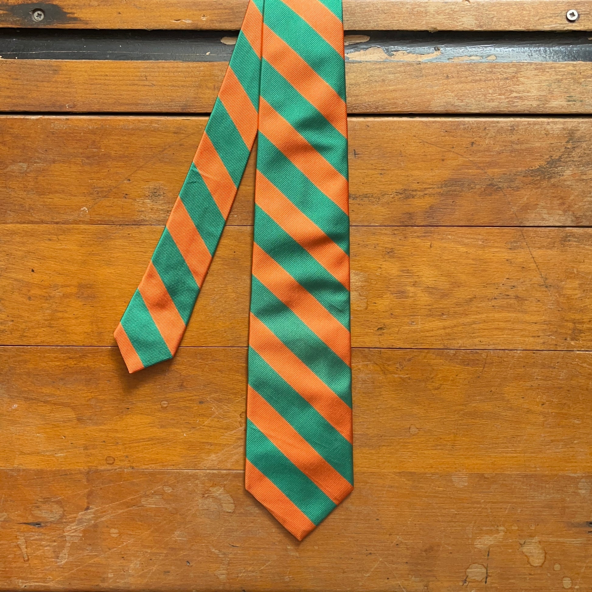 Regent Luxury Silk Tie - Orange & Green Stripes