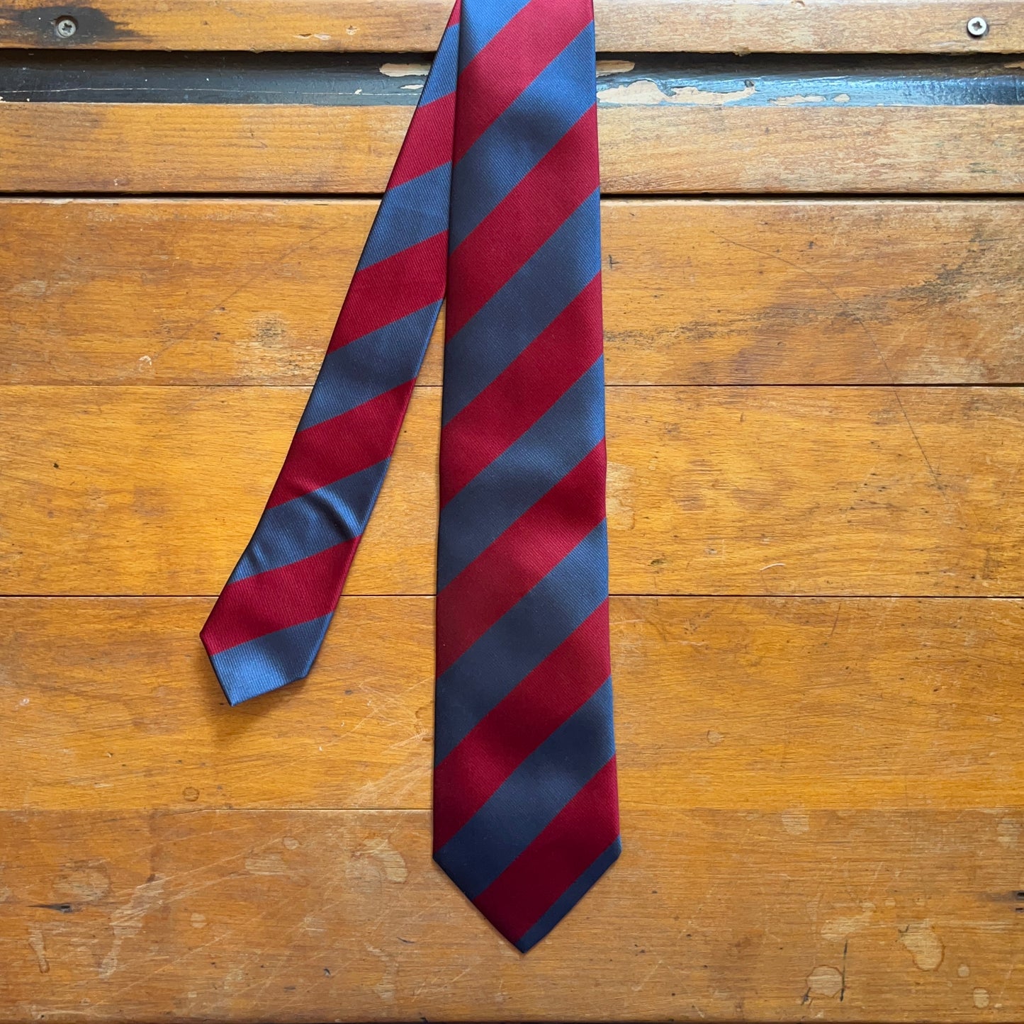 Regent Luxury Silk Tie - Petrol Blue & Red Stripe