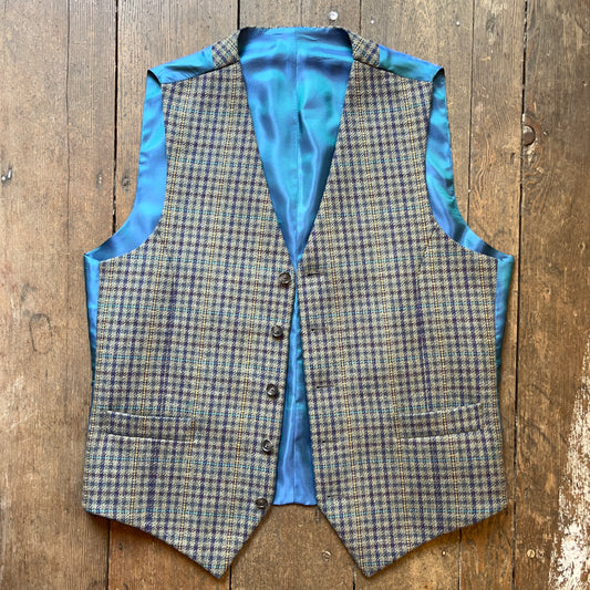 Regent - Bannister Waistcoat – Green and Blue Wool Check