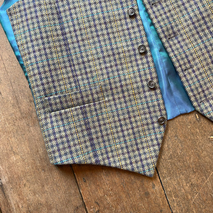 Regent - Bannister Waistcoat – Green and Blue Wool Check