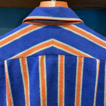 Regent - 'Pendleton' Shirt - Blue with Orange Stripe Brushed Cotton