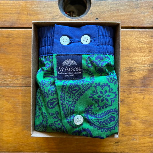 McAlson - Boxer Shorts - Green Paisley Print - M4972