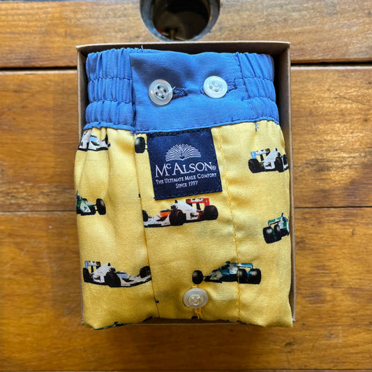 McAlson - Boxer Shorts - Yellow F1 Cars - M4947