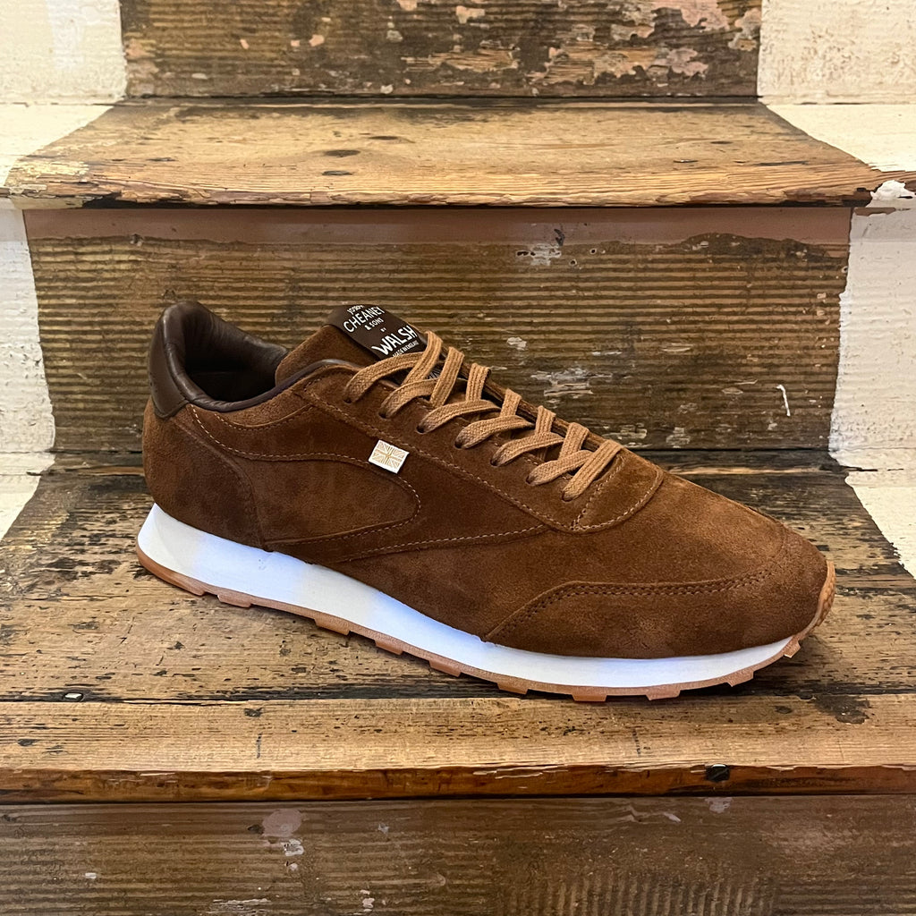 Brown suede trainer Cheaney Walsh collaboration