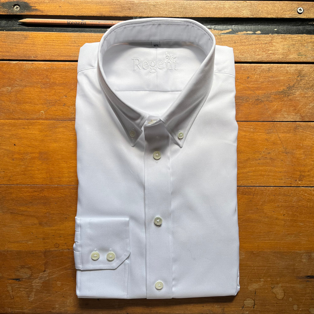 White oxford cotton button down shirt
